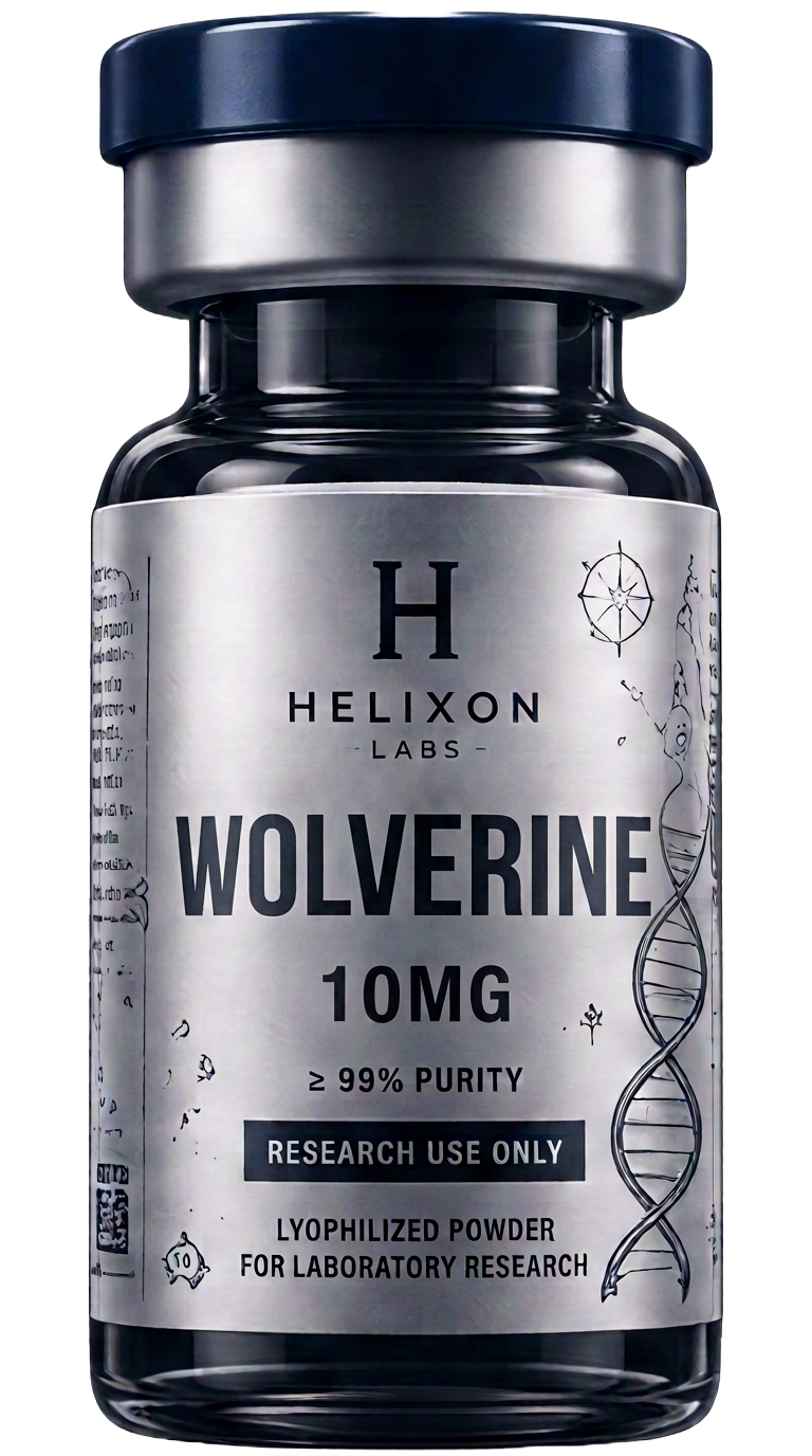 Wolverine 10mg research product vial with holographic label